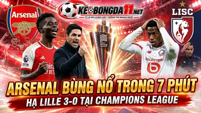 Kèo Arsenal Bung No Trong 7 Phut Ha Lille 3 0 Tai Champions League